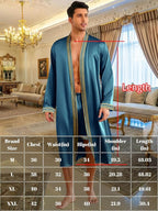 ChiaoLezhee Mens Satin Bath Robe with Shorts Set, Silk Paisley Kimono Lightweight, Soft Long Sleeve Sleepwear