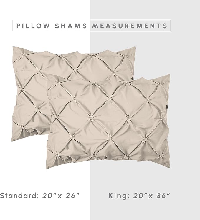 Elegant Comfort 8-Piece Pinch Pleated Comforter Set - All Season Complete Bed in a Bag, Includes 4pc Smart Sheet Set, Bed Skirt, Comforter, Matching Pillowcases and Shams, Full/Queen, Cream