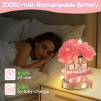 ONXE Birthday Gifts for GF Girlfriend Mom Wife, Flower Cordless Crystal Table Lamp,3-Colour Dimming Rechargeable Forever Rose Bedside Lamp Night Light Anniversary Decor for Women Men