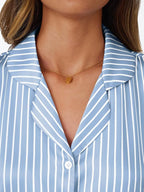 LILLUSORY Womens Satin Silk Pajamas Set 2 Piece Ruffle Pjs Winter Matching Lounge Sleepwear Button Down Striped Shirt Shorts