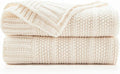 Douceur Cream Throw Blanket for Couch, Soft Cozy Lightweight Stripe Pattern Knitted Throw Blanket for Sofa, Living Room, 50"X60"