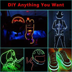 JIGUOOR EL Wire Battery Pack 9.8ft / 3m Bright Neon Light Strip 360° Illumination Neon Tube Rope Lights for DIY, Festival, Party Decoration, Pub, Halloween, Chrismas (9.8ft / 3m, Red)
