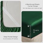 MR&HM Satin Bed Sheets, Queen Size Sheets Set, 6 Pcs Silky Bedding Set with 15 Inches Deep Pocket for Mattress (Queen, Dark Green)