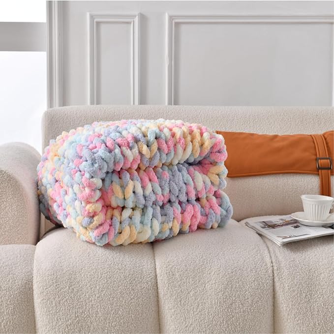 Ultra Soft Chunky Knit Throw Blanket 50x60 Hand Knitted Warm Chenille Throw Blanket, Home Decor Soft Thick Yarn Cable Knit Blanket Breathable Fleece Banket Christmas for Couch Bed Sofa Best GIF