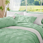 BEDELITE Sage Green Twin Comforter Set - 2 Peices Boho Pintuck Bedding Comforter Sets, Lightweight Soft & Warm Twin Bedding Sets with 1 Pillowcase for All Season
