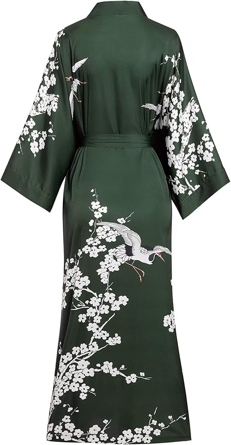 Aensso Long Soft Lightweight Silky Kimonos Robes for Women, Luxury Japanese Floral Womens Kimono Robe