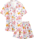 Girls & Womens Satin Pajamas Set, Silk Button-Down Sleepwear 2 Piece Nightwear, 3 Years - Women XXL
