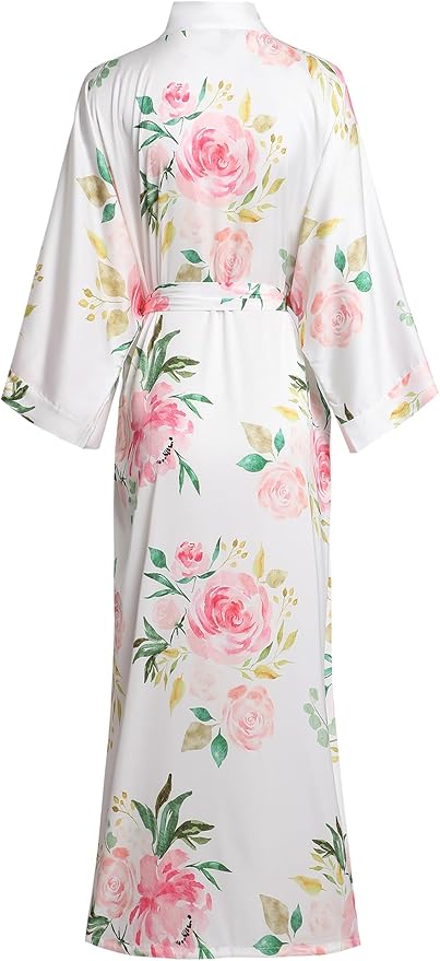 Aensso Long Soft Lightweight Silky Kimonos Robes for Women, Luxury Japanese Floral Womens Kimono Robe