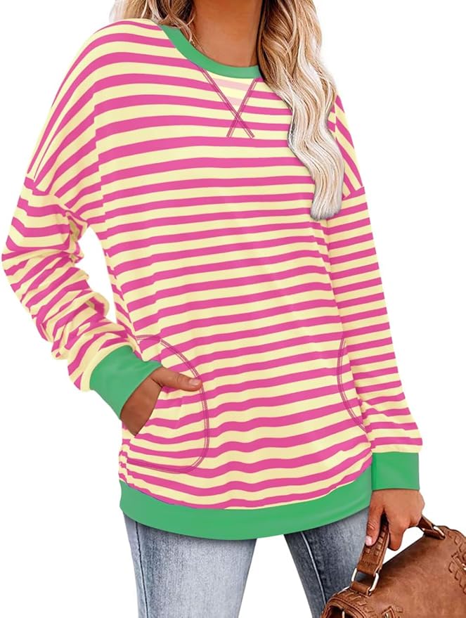 Magritta Women's Long Sleeve Leopard Color Block Tunic Comfy Crewneck T Shirt Tops Black XL
