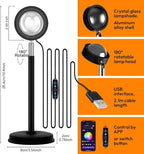 Sunset Lamp Projector with APP Control - 21 Color Changing LED Sunset Light, 180° Adjustable for Photography, Bedroom Decor, Party, Wedding, Mood Lighting