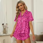 SAPJON Satin Silk Pajamas for Women 2Pcs Ruffle Notch Collar Sleepwear Button Down Short Sleeve Shorts Pjs Set Loungewear