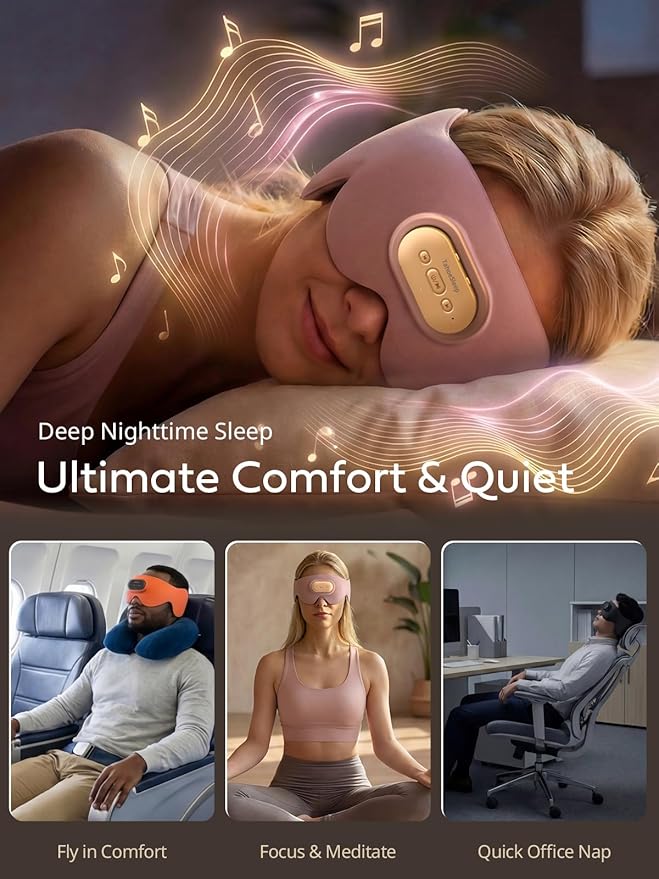 Sleep Headphones for Side Sleepers, Ultra-Thin Adjustable Stereo Speakers, Sleep Mask with Bluetooth 5.4, 64H Playtime, Comfortable for Sleeping, Travel & Meditation, Unique Gifts for Women