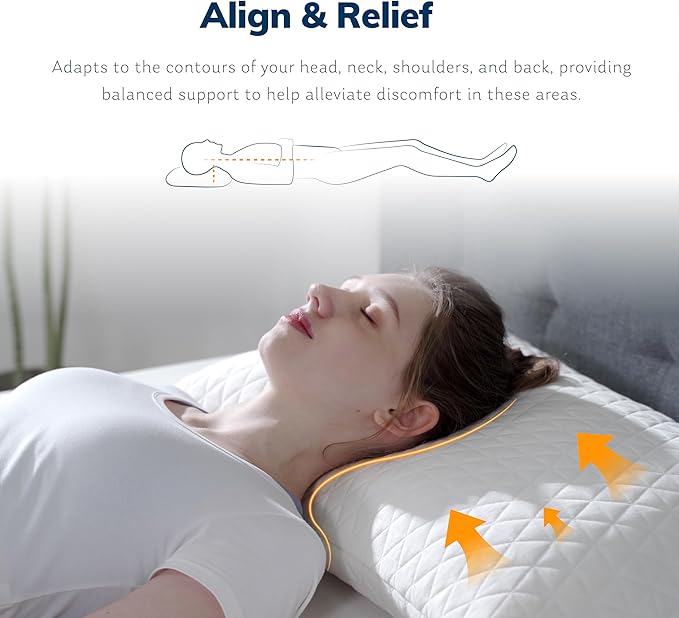 Shredded Memory Foam Pillows, Bed Pillows for Sleeping, Medium Firm Pillows Standard/Queen Size Pillow for Side Back Stomach Sleepers, Neck Support Pillow with Washable Removable Cover (1 Pack)