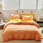 Luxlovery Peach Comforter Set Twin Girls Teens Peach Pink Bedding Comforter Set Solid Soft Orange Pink Breathable Blanket Quilts 3 Piece Bedding Set for Twin Bed Kids