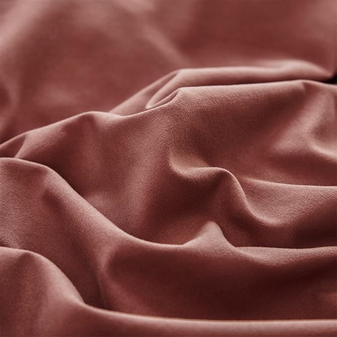 Cottonight Brick Red Comforter Set - California King Marroon Bedding - Solid Modern Cotton Blackish Red Blanket Quilts - Soft Simple 3 Piece Cal King Comforter Set for Women & Men