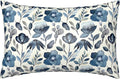 Imitation Silk Pillow Case for Hair and Skin Watercolor Blue Floral Leaves Queen Size 1 Pack Satin Pillow Cases with Zipper Super Soft Pillow Cover for Women Bed Sleeping, 20x30 Inches