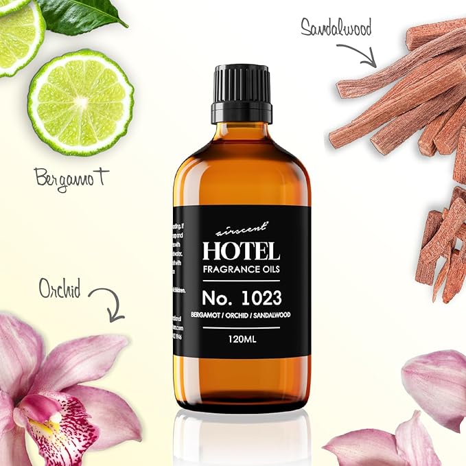 AirScent Hotel Diffuser Oil No. 1023 Inspired by The Baccarat Hotel Scent - Love Affair Fragrance Oil for Ultrasonic and Waterless Diffusers and Crafting - 30 mL, 1 fl oz Glass Bottle with Dropper