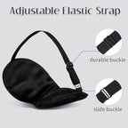 LULUSILK Mulberry Silk Sleep Eye Mask Blindfold with Adjustable Strap, Soft Eye Cover for Women Men Night Sleeping, Travel, Nap(Black)