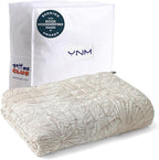 YnM 17lbs Weighted Blanket for Adults, Linen Heavy Bed Throw Blanket with Cooling Glass Beads for All Season Use, Ideal for ~160lbs (60x80 Inches, Queen, Palm Tree)