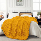 Ultra Soft Chunky Knit Throw Blanket 40x50 Hand Knitted Warm Chenille Throw Blanket, Home Decor Soft Thick Yarn Cable Knit Blan ket Breathable Fleece Banket Christmas for Couch Bed Sofa Best Gift