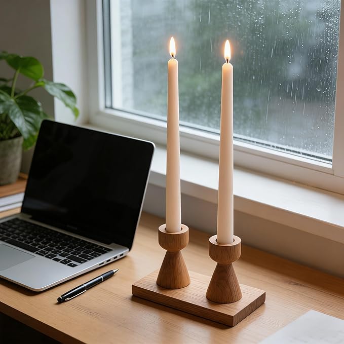 12-Pack Beige Cream Taper Candles, 10 Inch Unscented Dripless Candlesticks, Long-Lasting Burn Time of 7-8 Hours, Perfect for Home Décor, Weddings, and Events