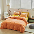 Luxlovery Peach Comforter Set Twin Girls Teens Peach Pink Bedding Comforter Set Solid Soft Orange Pink Breathable Blanket Quilts 3 Piece Bedding Set for Twin Bed Kids