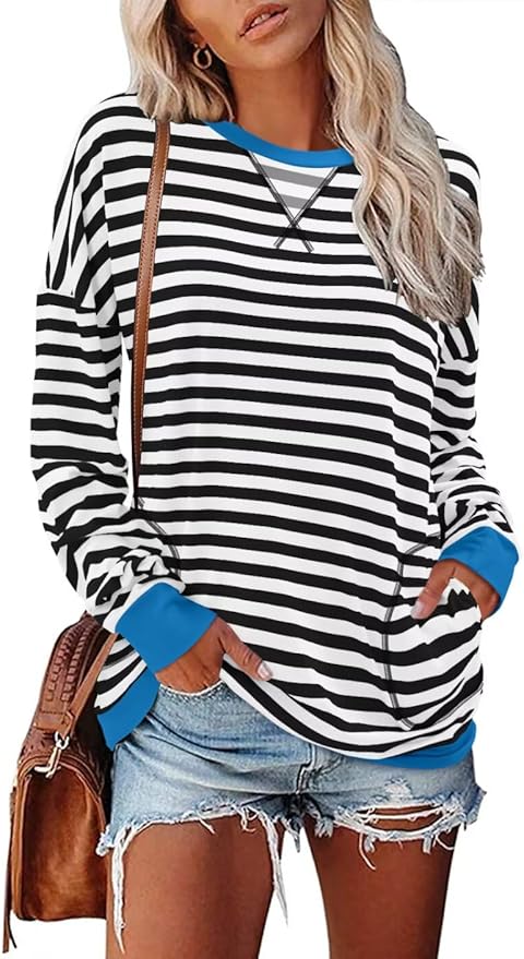 Magritta Women's Long Sleeve Leopard Color Block Tunic Comfy Crewneck T Shirt Tops Black XL