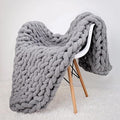 huraty Large Chenille Throw Blanket Chunky Hand Knit Bed Throw 59x79 Grey Warm Blanket for Adults Kids Boho Home Decorations