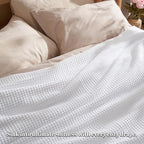 PHF Ultra Soft Waffle Weave Blanket King Size 104"x 90"- Washed Lightweight Breathable Cozy Woven Blanket for Bed - Aesthetic Decor for Couch Bedding Sofa Home Car - White