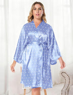 EPLAZA Silk Robes for Women Satin Robe Short Sexy Print Flower Kimono Loungewear Wedding Bridal Party