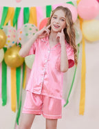 DIPUG 3 Piece Girls Silk Pajamas Set Soft Satin PJs Sleepwear for Comfortable Nights