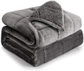Cottonblue Sherpa Fleece Weighted Blanket 15 lbs for Adult, Flannel Cozy Plush Bed Blankets, Fuzzy Sherpa Weighted Blankets Full Size, Minky Soft Blanket for Sofa Bed, 48 x 72 inches, Grey