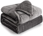 Cottonblue Sherpa Fleece Weighted Blanket 15 lbs for Adult, Flannel Cozy Plush Bed Blankets, Fuzzy Sherpa Weighted Blankets Full Size, Minky Soft Blanket for Sofa Bed, 48 x 72 inches, Grey