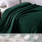 Exclusivo Mezcla Fleece Throw XL Blanket for Couch, Sofa, Super Soft and Warm Forest Green Blankets, All Season, Cozy, Plush, Lightweight, 50x70 Inches
