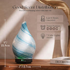 Porseme 150ml Essential Oil Diffuser Glass Color Changing Aroma Air Diffusers Aromatherapy Ultrasonic Cool Mist Humidifier 6 Running Hours Waterless Auto-Off for Sleeping Yoga Office Spa (Blue Ink)