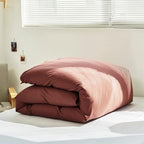 Luxlovery Brick Red Comforter Set King Dark Rust Bedding Comforter Set Solid Blackish Red Breathable Blanket Quilts 3 Piece Bedding Set for King Bed