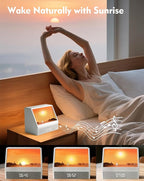 Sunrise Alarm Clock with Sound Machine, Sunlight Alarm Clock with 10 Scene Simulations for Sleep, 12 White Noise Sound Machine with Bluetooth Speaker