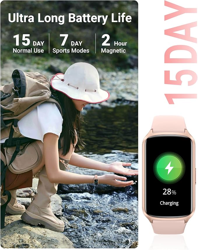 Amzhero Health Fitness Tracker with 24/7 Heart Rate, Blood Oxygen, Blood Pressure, Sleep Tracker, 5ATM Waterproof Activity Trackers with Step Tracker, Pedometer (S & L Bands Included)