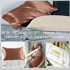 ZIMASILK 100% Pure Mulberry Silk Pillowcase for Hair and Skin Health,Soft and Smooth,Both Sides Premium Grade 6A Silk,600 Thread Count,with Hidden Zipper,1pc (Queen 20''x30'',Mocha)