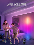 Tyute Floor Lamp, RGB LED Corner Lamp with Music Sync, Smart App and Remote Control Color Changing Ambience Light, 16 Million Colors Standing Lamp for Bedroom Living Room Gaming Room (2pcs)