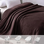Exclusivo Mezcla Fleece Blankets Queen Size for Bed, Super Soft and Warm, All Season, Cozy, Plush, Lightweight, 90x90 Inches, Coffee
