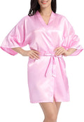 QXQTER Peony Floral Silky Satin Robe Wedding Bridal Party Bride Bridesmaid Robes for Women Dressing Gown Kimono Robe