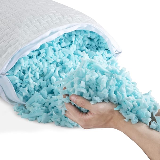 HOMBYS 2 Pcs Extra Firm Bed Pillows for Sleeping, Shredded Memory Foam Pillows King Size, for Side, Back, Stomach Sleepers,40% Viscose Made from Bamboo Cooling Cover