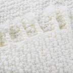 Chunky Knit Throw Blanket with Braided Tassels 50" x 60", Hand Knitted Soft Thick Yarn Basket Weave Boho Farmhouse Blanket, Plush Fluffy Tassel Decor Throw for Couch Bed Sofa, Cream