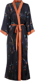 Aensso Long Soft Lightweight Silky Kimonos Robes for Women, Luxury Japanese Floral Womens Kimono Robe