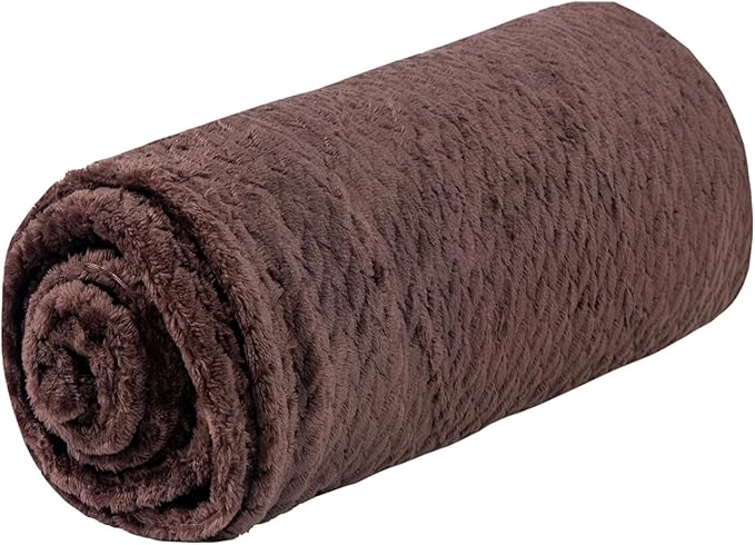 Waffle Knit Textured Throw Blanket Soft for Couch, Sofa, Twin Bed, Kids, Adults, 50” x 60” Chenille Knit Blanket, Boho Throw Blanket for Home Decor 250 GSM (Chocolate Brown)