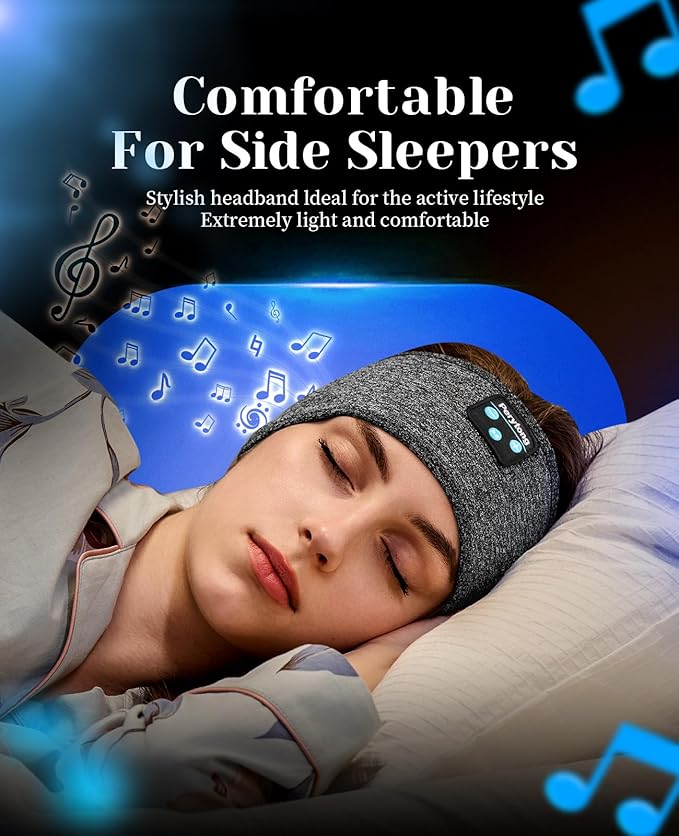 Perytong 2 Pack Sleep Headphones Bluetooth 5.4, Sleeping Headphones for Side Sleepers, Sweat Resistant Earphones with Built-in Stereo Speakers for Sport Travel Yoga Jogging