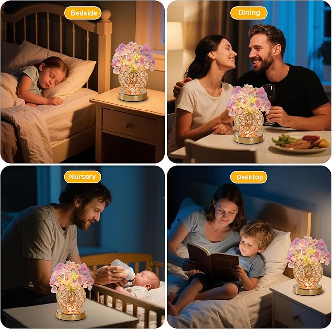 VEEKI Hydrangea Flower Lamp with Remote, Rechargeable 16 Colors Changing Artificial Flower Table Lamp with 4 Modes, Dimmable Touch Cordless Lamp for Bedroom Room Home Decor, Gift for Mom Women (Pink)