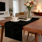 duduta Black Faux Fur Dresser Runner, Soft Fluffy Coffee Table Runner Nightstand Cover Winter Holiday Decor 11.8 in x 31.5 in