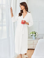 Ekouaer Women's Robe Long Waffle Knit Bathrobe Lightweight Soft Kimono Robes Loungewear S-XXL
